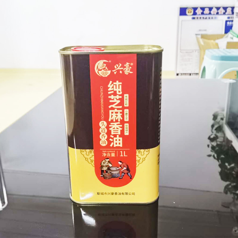 铁盒纯芝麻头道香油1L